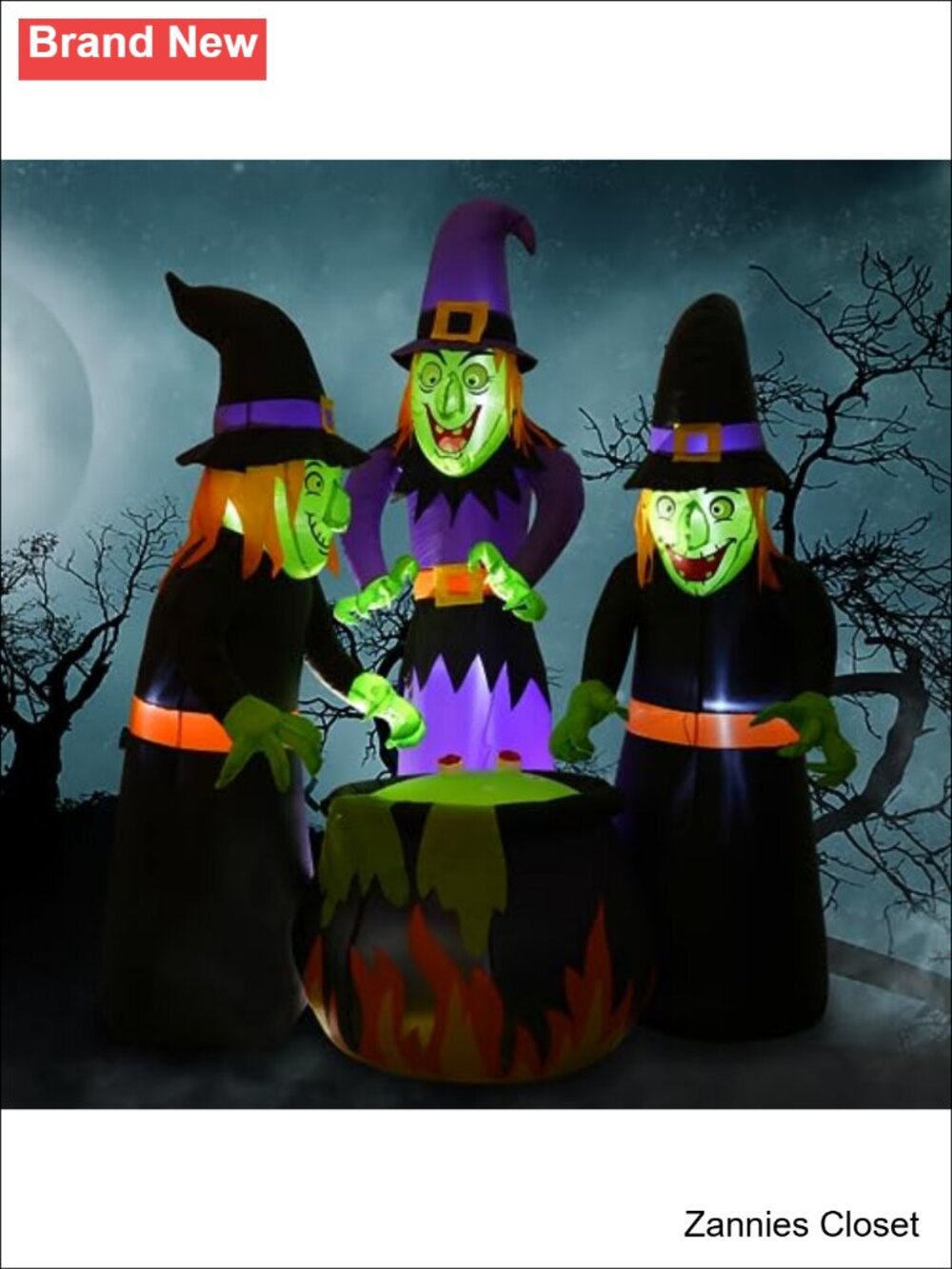 👻 6FT Halloween Inflatable Outdoor Yard Decoration Three Witch Cauldron